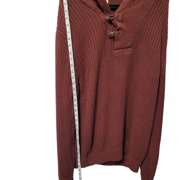 Duluth Trading Co Men's Brigadier Shawl Collar Sweater L Tall Burgundy Preppy - Picture 9 of 10